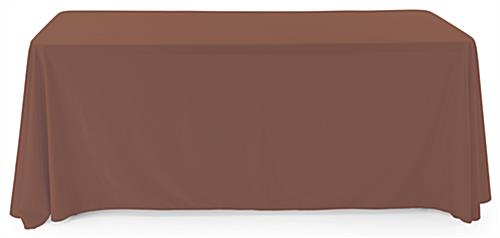 Brown polyester table cover is machine washable 