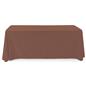 Brown polyester table cover is machine washable 