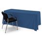 This navy blue single sided custom table throw has four equal sides