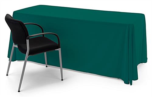 This forest green single sided custom table throw has four equal sides