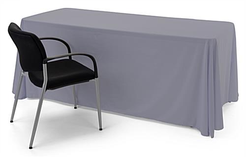 This gray single sided custom table throw features four sides