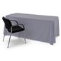 This gray single sided custom table throw features four sides
