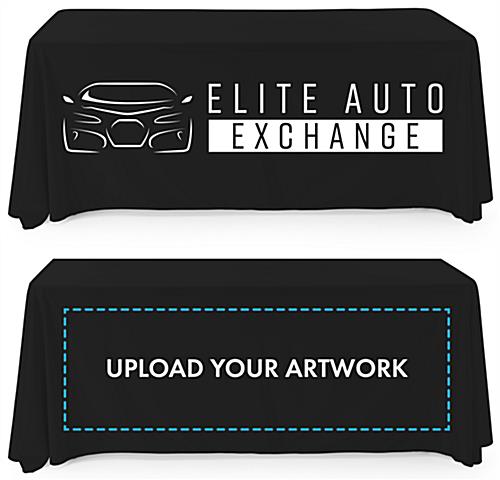 Single sided custom table throw with designated imprint area