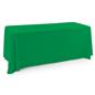Kelly green polyester table cover is machine washable 