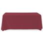 Plum polyester table cover with overlock stitching 