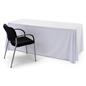 White polyester table cover fits all 4 corners to ensure even placement 