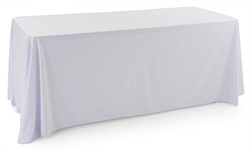 White polyester table cover with machine washable fabric