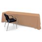 This tan single sided custom table throw features a fully covered back