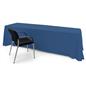 This navy blue single sided custom table throw features four sides