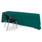 Green polyester table cover fits best on 8 foot surfaces 