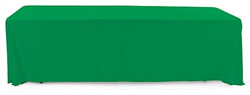 Kelly green polyester table cover comfortably drapes over all 4 corners 