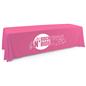 This pink single sided custom table throw features 72 inches by 20 inches of customization