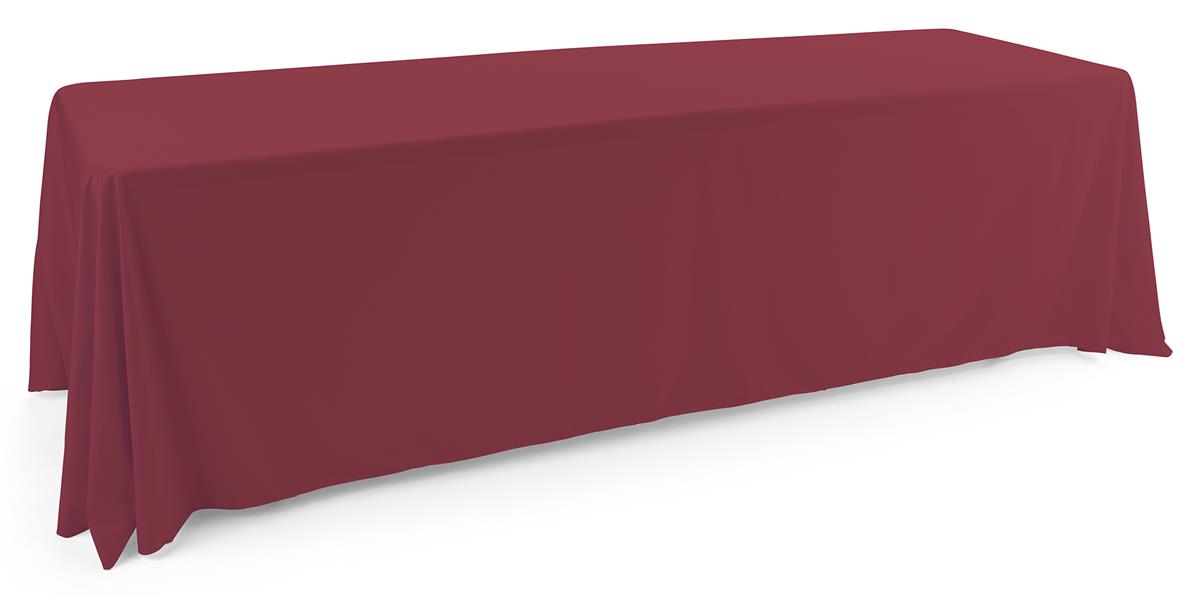 Plum polyester table cover fits up to 8 foot surfaces 