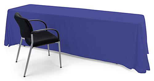This royal blue single sided custom table throw is four sided