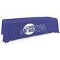 This royal blue single sided custom table throw offering personalized design