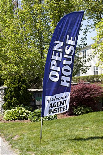 Outdoor OPEN HOUSE Blue Feather Flag
