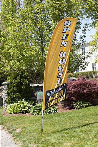 OPEN HOUSE Vertical Gold Marketing Flag for Outside Use