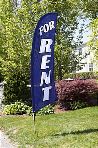 Outdoor-rated FOR RENT Blue Advertising Flag Banner