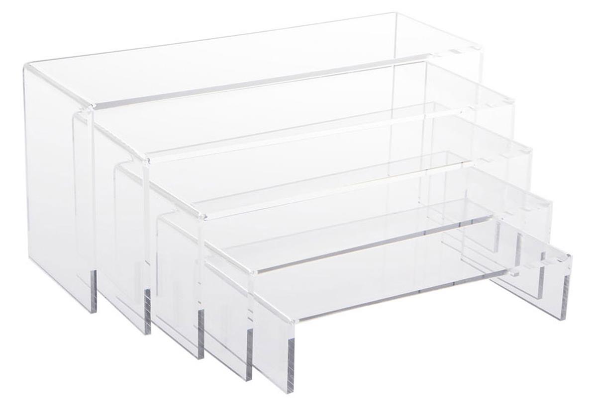 3,4,5inch Square Acrylic 1/8" Riser Display Stands Showcase Set Clear 
