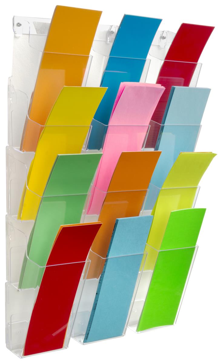 Lot of 12 Clear Acrylic Wall Mount Brochure Holder for 4" w Literature