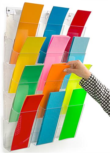 Wall Pamphlet Holder | (12) Half-View Acrylic Pockets