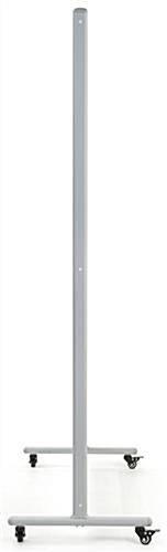 White dry erase rolling room divider with slim profile 