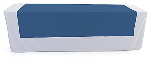 Dark blue table runner with overall length of 80 inches
