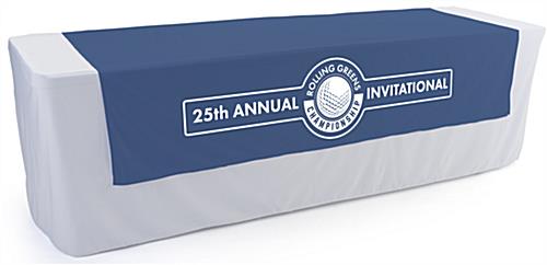 Navy printed table runner with one color imprint 