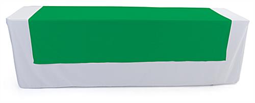 Kelly green table runner with overall length of 80 inches