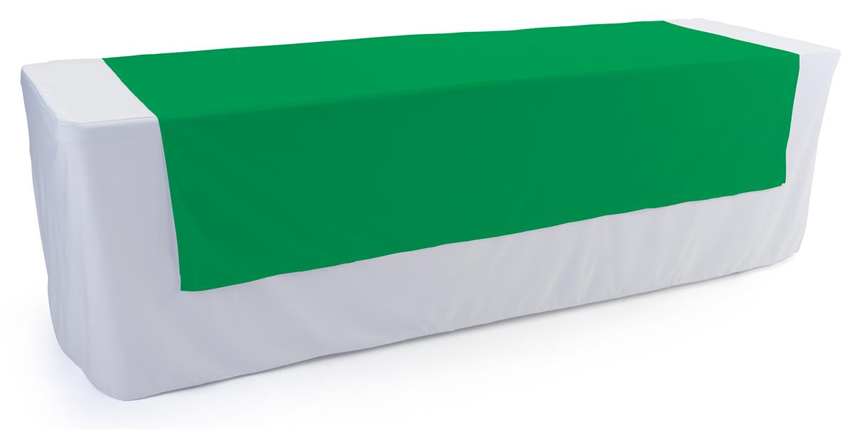 Kelly green table runner made of polyester fabric