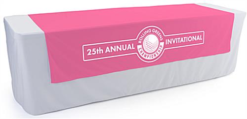 Pink printed table runner with one color imprint 
