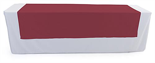 Burgundy table runner with overall width of 30 inches