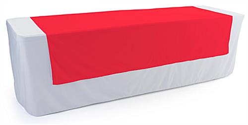 Red table runner with machine washable material
