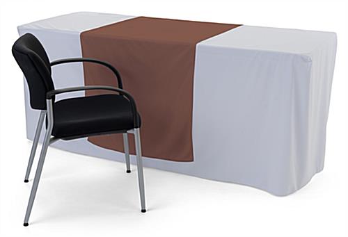 Brown printed table runner with overall width of 30 inches
