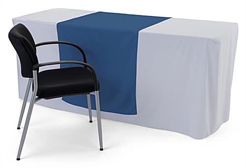 Navy printed table runner with flame retardant treatment