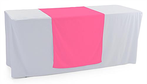 Pink table runner with flame retardant design