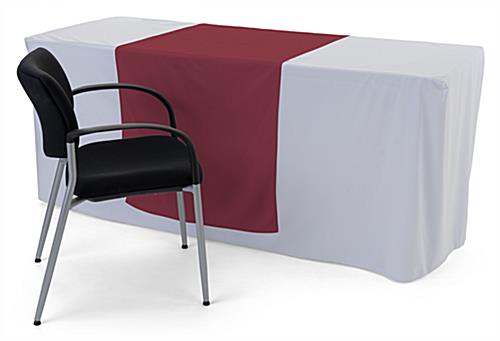 Burgundy table runner with hemmed edge 