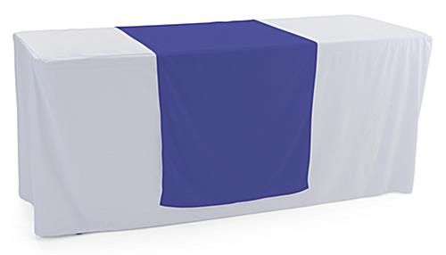 Royal blue table runner with flame retardant treatment