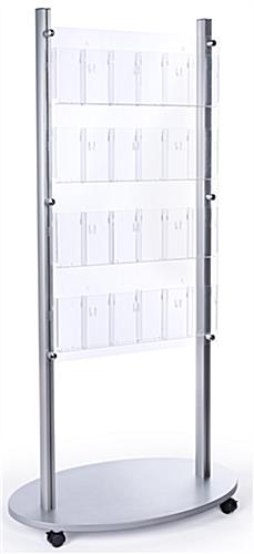 Adjustable 4-tier floor magazine stand with silver base