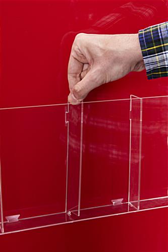 Acrylic mounted fire safety information station with adjustable brochure dividers