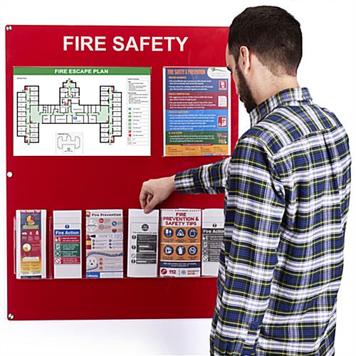 Acrylic mounted fire safety information station with literature holders