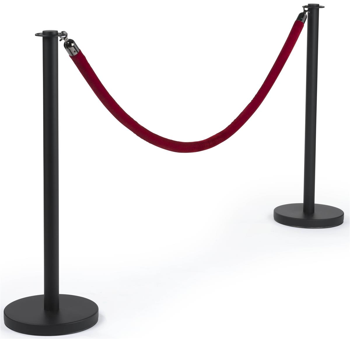 Chrome with Crimson Red Ropes Lavi Industries 4 Stanchion Queuing Kit with 3 Velvet Ropes 