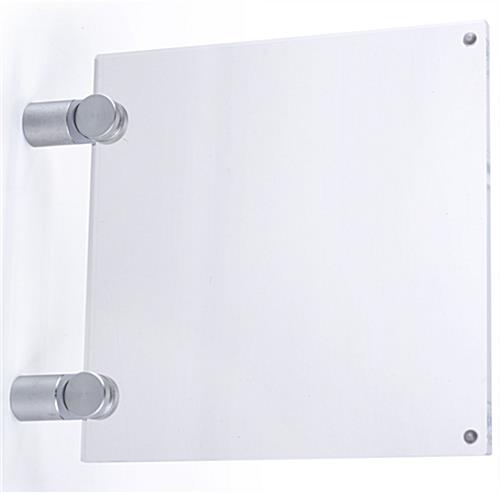 6 x 6 Wall Sign Holder with Acrylic Plates, Silver Standoffs - Clear