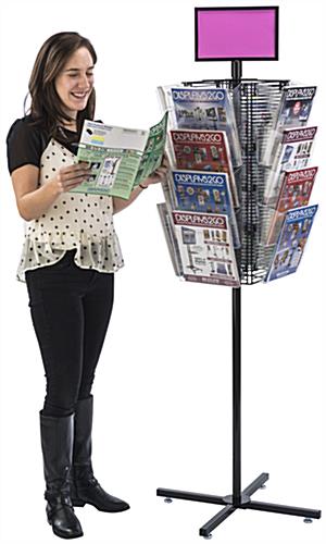 Rotating Grid Rack with Literature Holders Revolves 