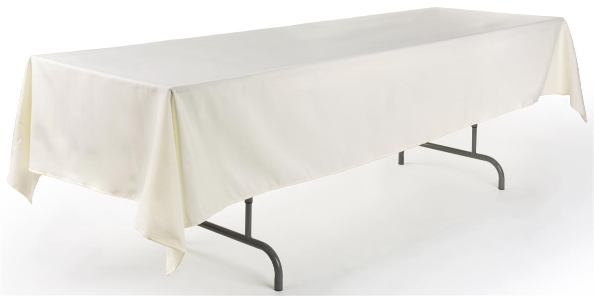 Rectangular Ivory Banquet Tablecloth, How Big Of A Tablecloth Do I Need For An 8 Foot Table