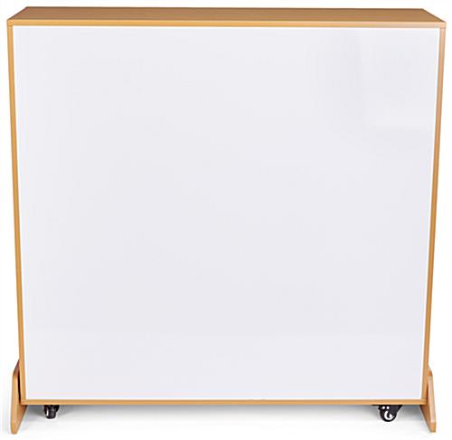 Roll and write cubby storage with non-ghosting whiteboard