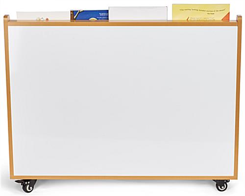 Mobile classroom bookcase with whiteboard and sturdy construction