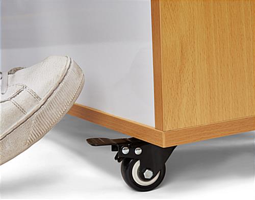Mobile classroom bookcase with whiteboard and four locking casters