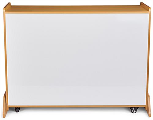 Non-ghosting rolling classroom organizer shelves with markerboard