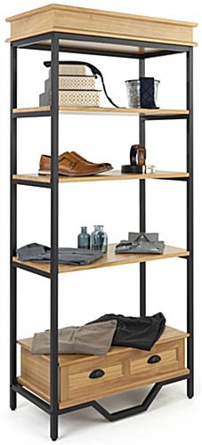 Easy to assemble french industrial bookshelf etagere with powdered coated frame